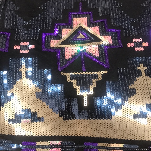 Express | Aztec Design Sequin Mini Skirt - Picture 2 of 2